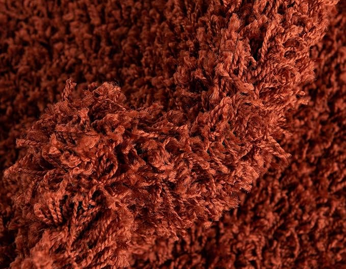 Unique Loom Solid Shag Collection Area Rug (3' 3" x 5' 3" Oval, Terracotta)