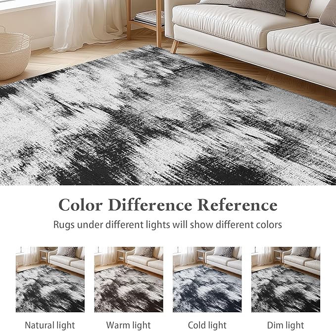 Area Rugs 6x9 Rug for Living Room - Machine Washable Neutral Modern Abstract Soft Rugs for Dining Room Floor Non-Shedding Carpets for Bedroom Farmhouse Home Office
