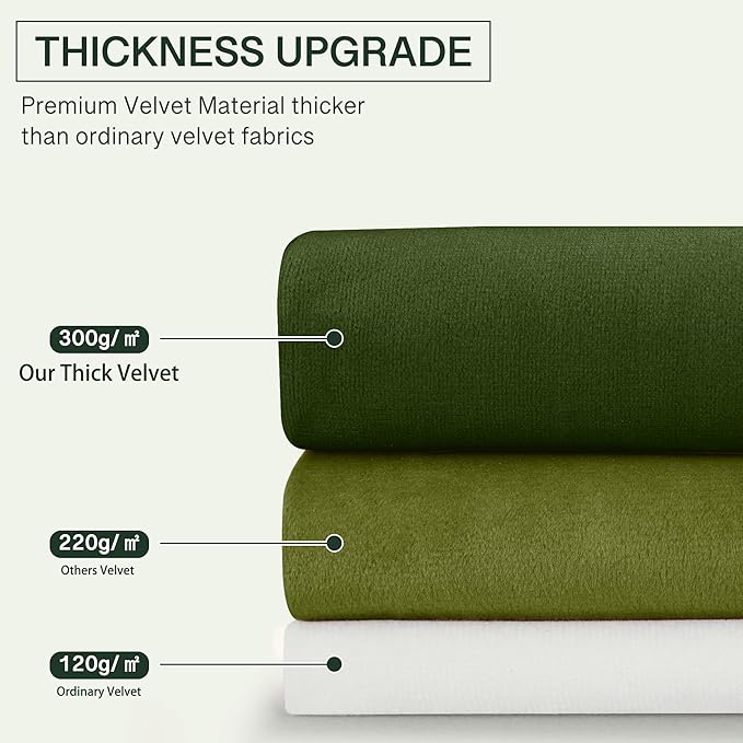 StangH Moss Green Curtains for Living Room Cozy Thermal Insulated Privacy Drapes for Bedroom, Soft Velvet Noise Reducing Curtains Christmas Decor, W52 x L100, 2 Panels
