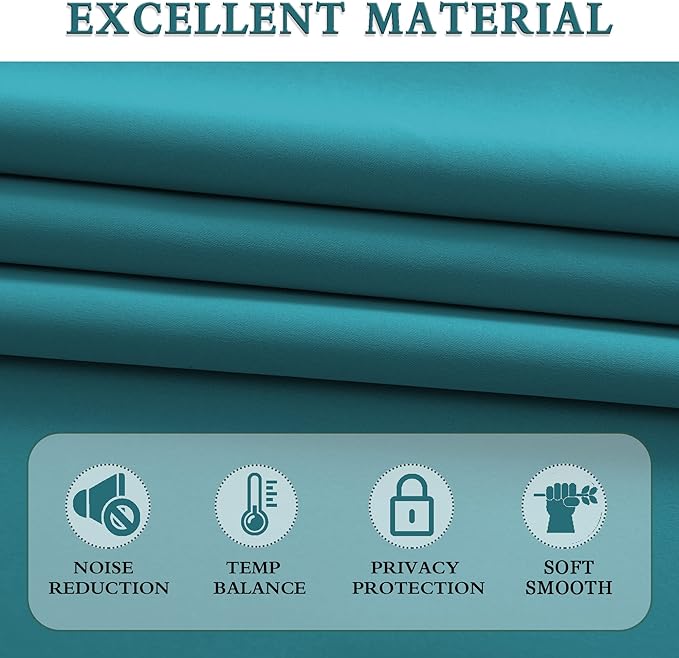 DONREN 108 Inches Length Rod Pocket Curtains - 2 Panel Blackout Thermal Insulated Drapes Curtains for Living Room Bedroom (Teal,52 X 108 Inch)