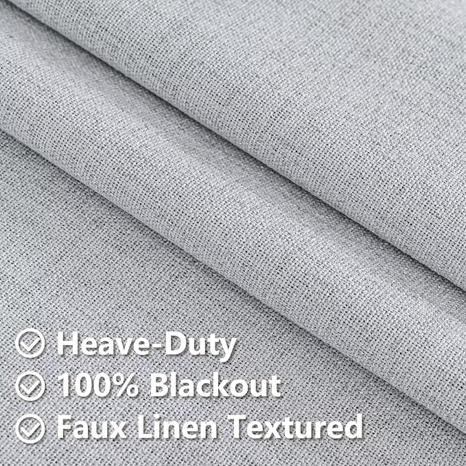 100% Blackout Curtains 72 Inch Length 2 Panels Set, Black Out Curtains for Living Room, Light Grey Thermal Insulated Grommet Drapes Bedroom Luxury Decor Privacy(37W × 72L inch, Light Grey)