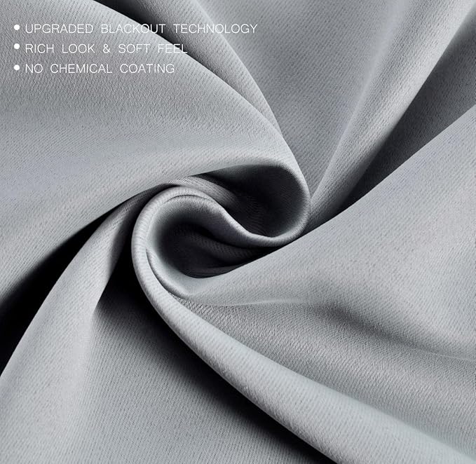 MIUCO 1 Pair Thermal Insulated Grommet 52-Inch-by-95-Inch Blackout Window Curtain Panels with 2 Tie Backs, Silver