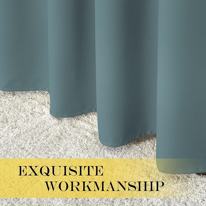 NICETOWN Blackout Curtain for Bedroom 72 inch Length - Grommet Thermal Insulated Blackout Window Treatment Room Darkening for Living Room/Family Home (Greyish Blue, 1 Panel, W52 x L72)