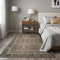 4x6 Vintage Washable Area Rug for Living Room,Low Pile Non Slip Carpet Non-Shedding Small Area Rug Soft Indoor Stain Resistant Rug Floral Print Mat for Bedroom Dining Room Brown Floral