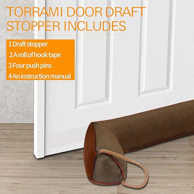 TORRAMI 36" Door Draft Stopper Under Bottom Insulation Noise Air Stopper 2.56LB,Sound Proof Draft Guard Seal for Doors and Windows - Triangle Coffee