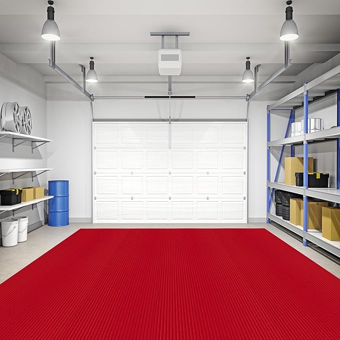 Ottomanson 6'6" x 37' Hallway Runner with Scraper Pile Extra Durable Non-Slip Rug Mat for Indoor & Outdoor Use - Ideal for Kitchen, Entryway, Patio & Garage - High-Traffic Carpet, Red