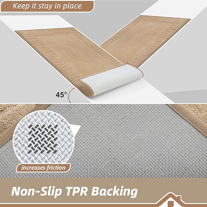BEQHAUSE Door-Mat-Non-Slip Dirt Trapper Door Mats Low-Profile Front Door Mat Absorbent Floor Mats for Entryway Washable Mud Resistant Home Entrance Doormat,Taupe,24"x36"