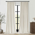Topfinel 102 Inches Long Custom Blackout Linen Curtains, Pinch Pleated Noise Cancelling Curtains with Pin Hooks for Traverse Rods, Burlap Viral Drapes 2 Panels for Living Room Master Bedroom