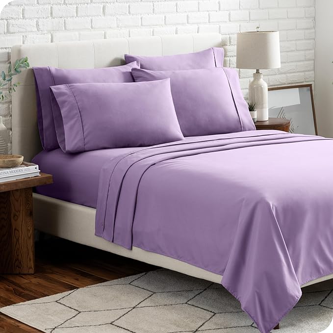 Bare Home Hotel Luxury Twin XL Sheet Set, Extra Soft - 4 Piece Set - Deep Pockets - Easy Fit - Cooling & Breathable - Wrinkle, Fade, Stain Resistant - Includes 2 Pillowcases (Twin XL, Lavender)