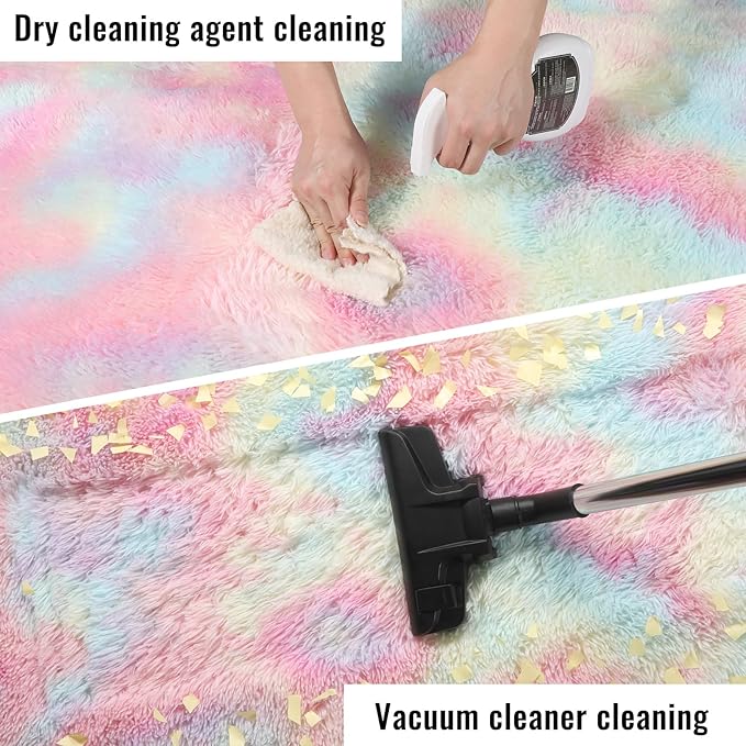 PAGISOFE 8x10 Rainbow Large Area Rug,Plush Rugs for Bedroom Girls,Shaggy Carpet for Kids Room,Fuzzy Nursery Rug for Baby's Toddler's Room,Clorful Room Decor for Teenage Pastel Princess Rug