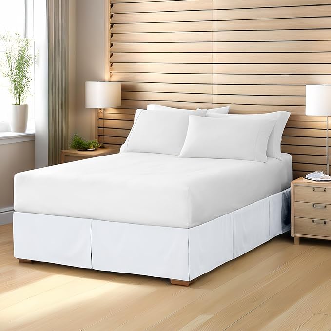 Bare Home Twin XL Bed Skirt - 15-Inch Tailored Drop Easy Fit - Bed Skirt for Twin Extra Long Beds - Center & Corner Pleats (Twin XL, Black)