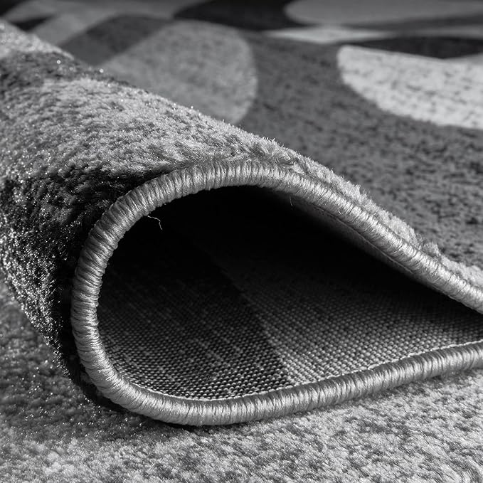 Rugshop Contemporary Abstract Circles Perfect for high Traffic Areas of Your Living Room,Bedroom,Home Office,Kitchen Area Rug 6'6" Gray (6' 6" Diameter)
