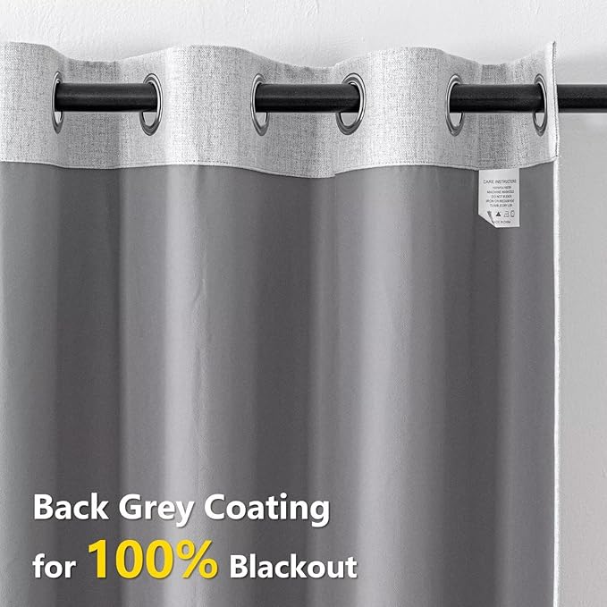 100% Blackout Curtains 90 Inch Length 2 Panels Set, Black Out Curtains for Living Room, Off-White Thermal Insulated Grommet Drapes Bedroom Luxury Decor Privacy(52W × 90L inch, Off-White)