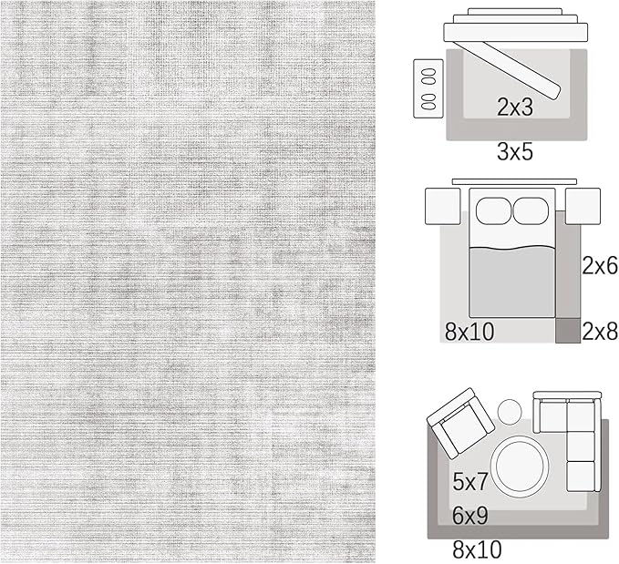 Area Rugs 6x9, Machine Washable Modern Soft Rugs for Living Room Floor Non-Slip Carpet for Nursery Bedroom Indoor Home Office Light Grey 6x9