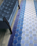 Custom Length Hallway Runner Rug,Slip Resistant,Checkered Blue, 26 Inch X 7 feet, Sold and Priced Per Foot