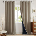 100% Blackout Curtains 84 Inch Length 2 Panels Set for Bedroom/Living Room, Grommet Linen-Look Textured Light Blocking Room Darkening Energy Saving Thermal Insulated Drapes (W52xL84, Taupe)
