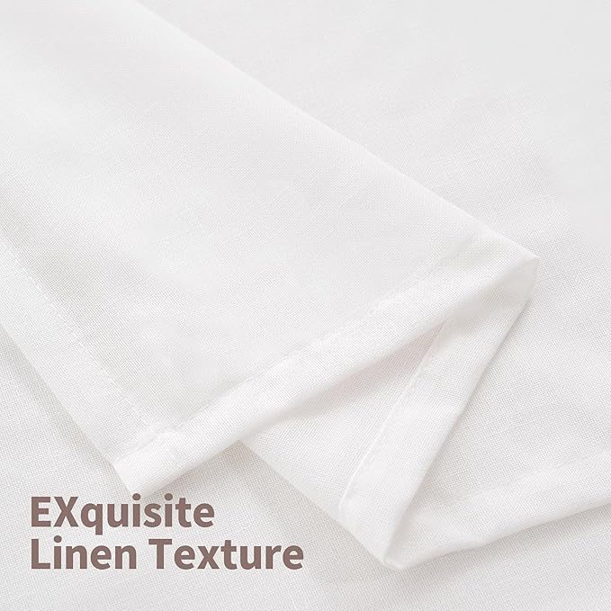 YoungsTex White Linen Sheer Curtains 80 Inches Length for Living Room, Grommet Window Drapes Light Filtering for Bedroom Office Privacy, 2 Panels, 52 X 80 Inch