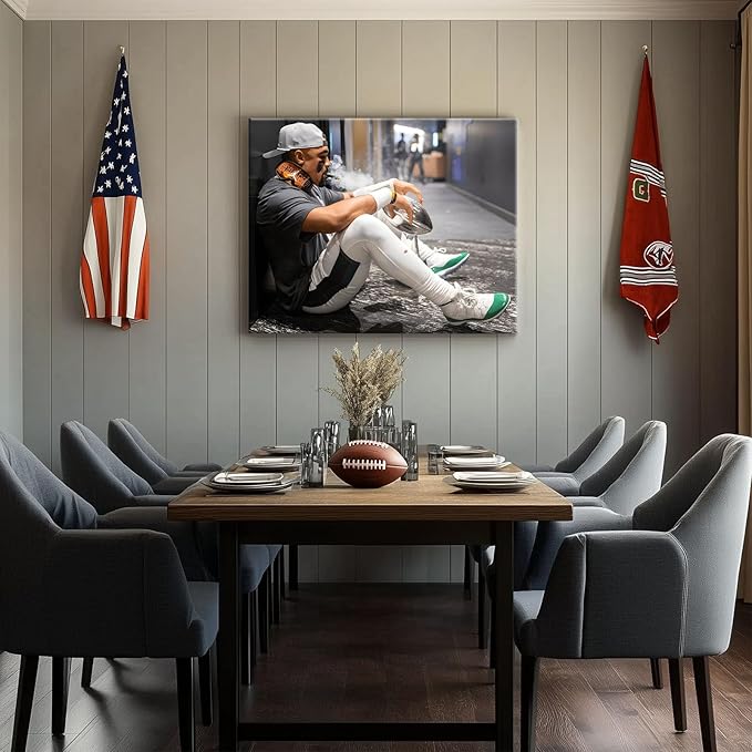 B.B.F MAKE 2025 Super Canvas Bowl Wall Art Champions Eagles Poster Print Philadelphia Hurts Painting Canvas Wall Decor Sports Stars Picture Modern Bedroom Living Room Home Decoration, Framed 8x10inch