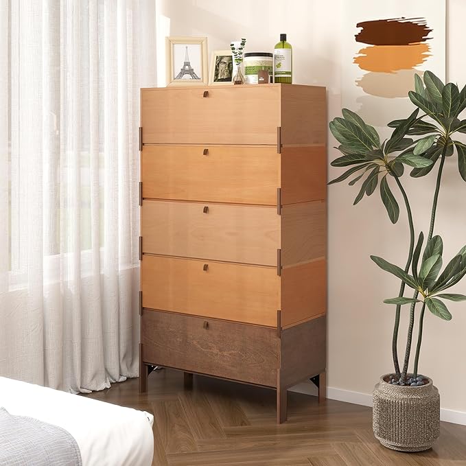 Stackable 3 Drawers Dresser, Customizable Chest of Drawers for Bedroom, Living Room, Hallway, Entryway, Mid-Century Style Furnitures Cabinet, 30 inch Width Tri-Color Comb (1 pcs)