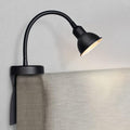 Solfres Patented Innovative Design Headboard Reading Light. No Drilling Golden Book Light for Bedtime Reading. Dimmable LED Book Reading Lamp with Bulb. Movable & Flexible, Black