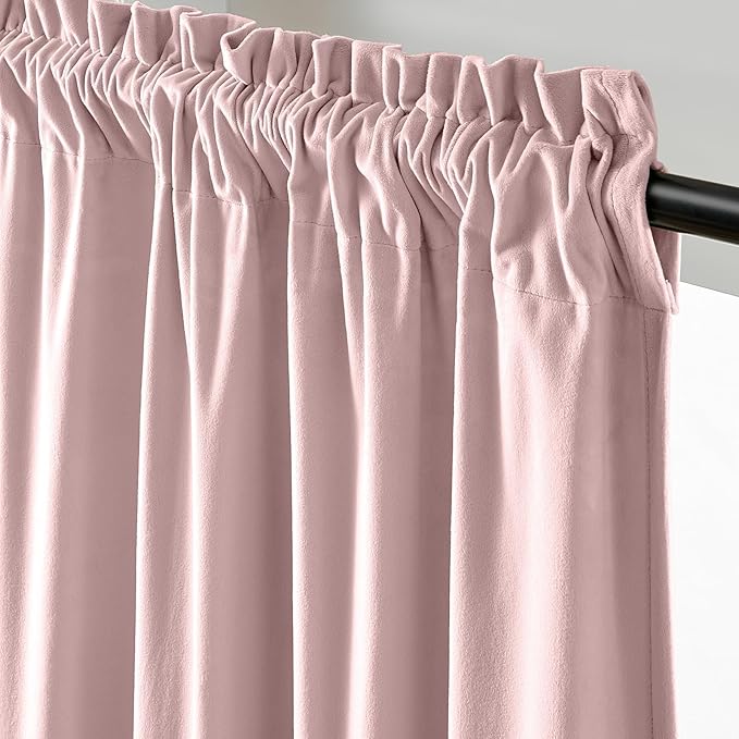 Lazzzy Velvet Blackout Curtains Thermal Insulated Room Window Drapes Super Soft Luxury Curtains for Living Room Bedroom Rod Pocket 2 Panels, Dusty Pink, 52" W x 102" L