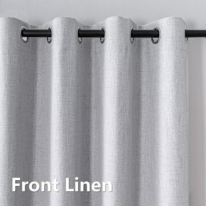 100% Blackout Curtains 84 Inch Length 2 Panels Set, Black Out Curtains for Living Room, Off-White Thermal Insulated Grommet Drapes Bedroom Luxury Decor Privacy(52W × 84L inch, Off-White)