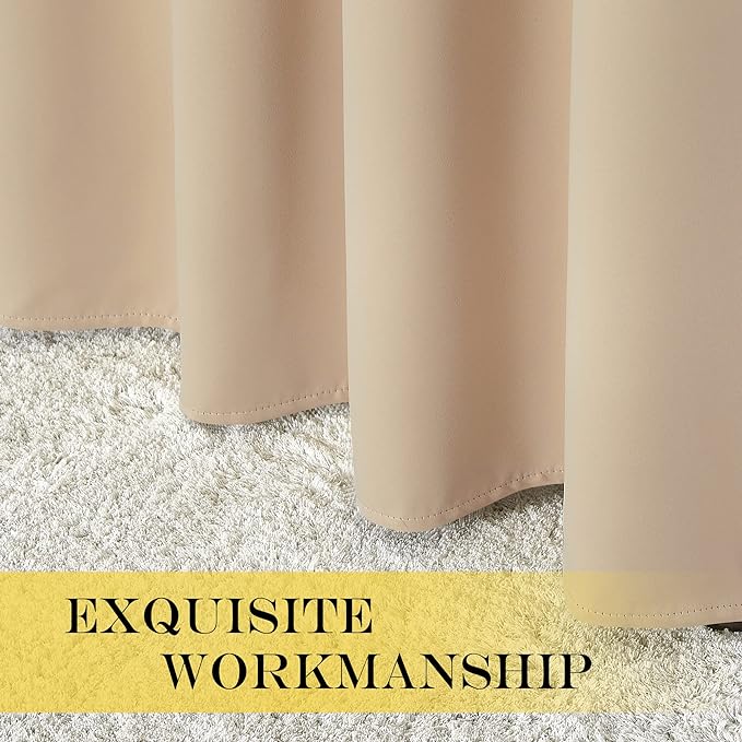 NICETOWN Room Darkening Extra Wide 102 inch Curtain, Grommet Thermal Curtain Voice Reducing Window Treatment for Sliding Glass Door/Bedroom, Biscotti Beige, W100 x L102, 1 Panel