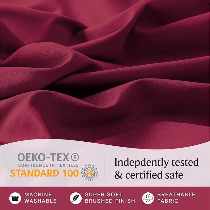LuxClub 4 PC King Sheet Set, Deep Pockets Wrinkle Free Cooling Bed Sheets Hotel Bedding for Women, Men, Includes 1 Fitted Sheet, 1 Flat Sheet and 2 Pillowcases-Burgundy