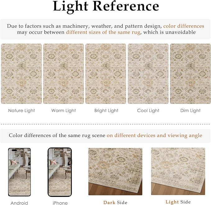 Beige 2x6 Runner Rug Hallway Non Slip Kitchen Vintage Distressed Long Carpet Indoor Machine Washable Traditional Floral Bedroom Accent Throw Rug for Office Laundry Bathroom Dining Living Room
