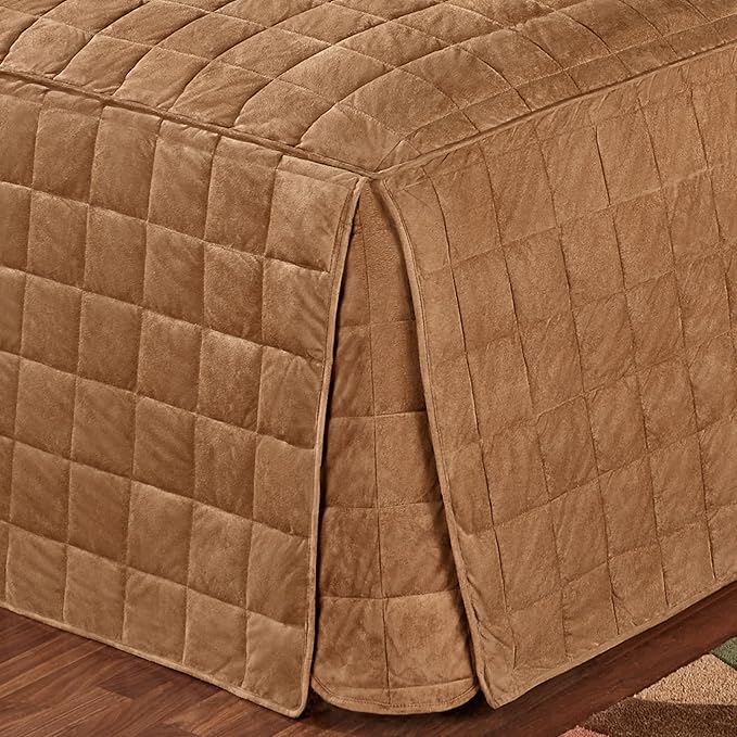 Touch of Class Camden Luxury Bedding | Neutral Camel Color | Grande Fitted Bedspread | Faux Suede Box Quilted Design | Designed 3 Piece Set Includes King Bedspread and 2 King Shams