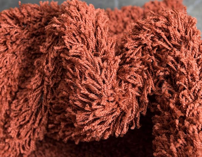 Unique Loom Solid Shag Collection Area Rug (2' 6" x 16' 5" Runner, Terracotta)