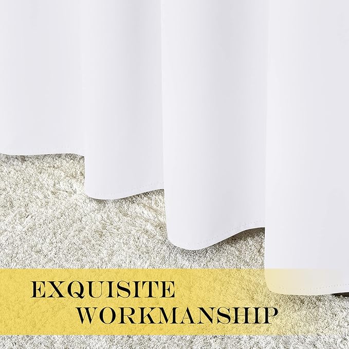 NICETOWN White Room Darkening Bedroom Curtain 84 inches Length - (50% Blackout) Grommet Window Treatment Sound Dampening Thermal Drape for Living Room (W52 x L84, 1 Panel)