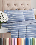 Twin 4 Piece Sheet Set - Cooling, Comfy & Breathable - Hotel Luxury Bedding, Includes Fitted Sheet for Women, Men, Kids & Teens - 1 Flat, 1 Fitted Sheet, 2 Pillowcases w/Deep Pockets - Blue Stripes