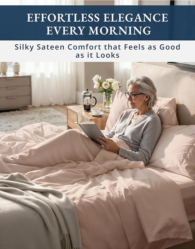 LANE LINEN Luxury 100% Egyptian Cotton Sheets California King Bed Set - 1000 Thread Count, Oeko-Tex Certified No Pill Fade Resistant Machine Washable Cotton Cooling Cal King Sheet Set- Sepia Rose