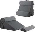 Bedluxe Adjustable 4pcs Bed Wedge Pillow Set, Memory Foam Wedge Pillow Post Surgery for Back, Neck, Leg Pain Relief, Pillow Wedge for Sleeping, Sitting up in Bed, Acid Reflux and GERD, Dark Grey