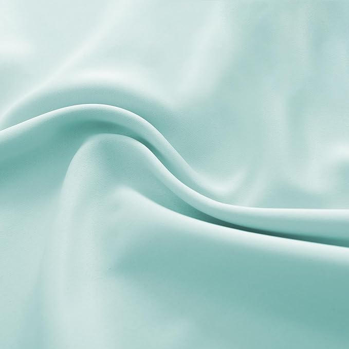 DONREN 90 Inches Long Room Darkening Curtain Draperies for Living Room - Blackout Solid Rod Pocket Curtains for Dining Room(2 Panels,Aqua)