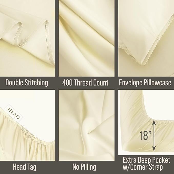 Bella Coterie Luxury Bamboo Viscose Twin Size Sheet Set | 100% Organically Grown | Ultra Soft | Cooling for Hot Sleepers | 18" Deep Pocket [Lemonade]