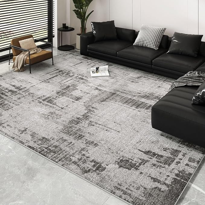 Machine Washable Area Rugs 5x7, Modern Abstract Soft Rugs for Living Room Neutral Large Carpet for Bedroom Floor Non Slip Rug Under Dining Table Bed Grey Home Office | Grey