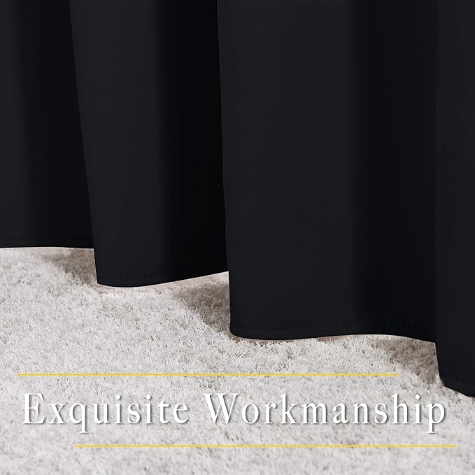 NICETOWN Black Out Curtains 63 inches Long, Grommet Blackout Window Treatment Thermal Insulated Solid Room Darkening Drapes for Bedroom/Kitchen, 2 Panels, W40 x L63