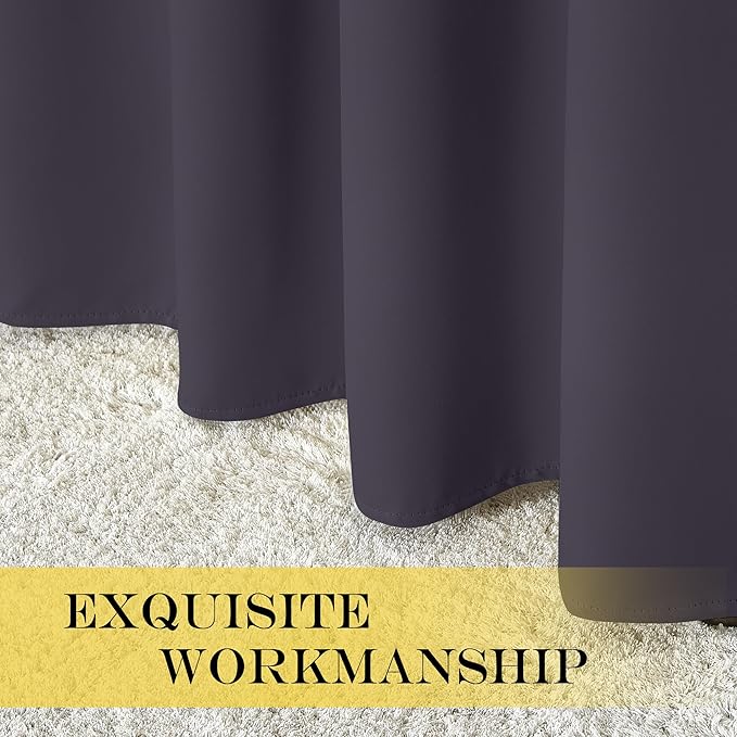 NICETOWN Blackout Curtains 63 inches Long for Living Room Bedroom, Grommet Thermal Insulated Room Divider Drape Window Treatment for Sliding Patio Door, W100 x L63, 1 Panel, Greyish Purple