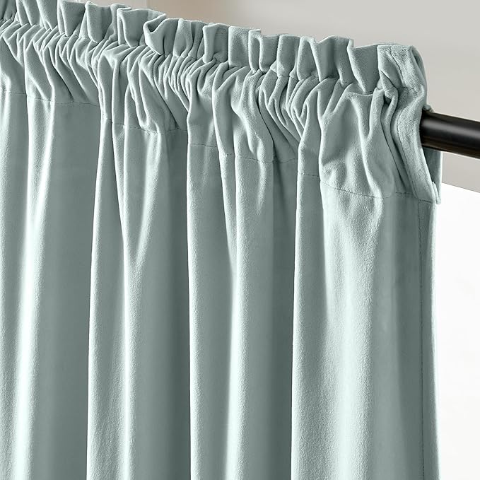 Lazzzy Velvet Blackout Curtains Thermal Insulated Room Window Drapes Super Soft Luxury Curtains for Living Room Bedroom Rod Pocket 2 Panels, Misty Blue, 52" W x 90" L