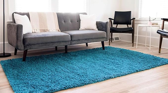Unique Loom Solid Shag Collection Area Rug (2' x 3' 1" Rectangle, Turquoise)