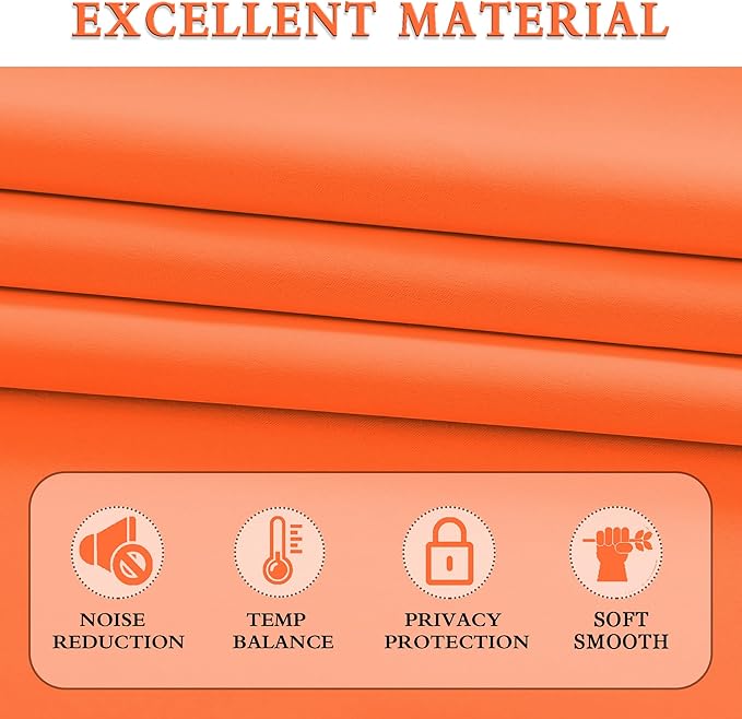 2Panels Vibrant Orange Blackout Thermal Insulated Curtains for Bedroom,Hallowmas Pumpkin Orange Curtains 80 Inch Length for Closet Door Doorway Curtain Panels,52" Wide x 80" Long