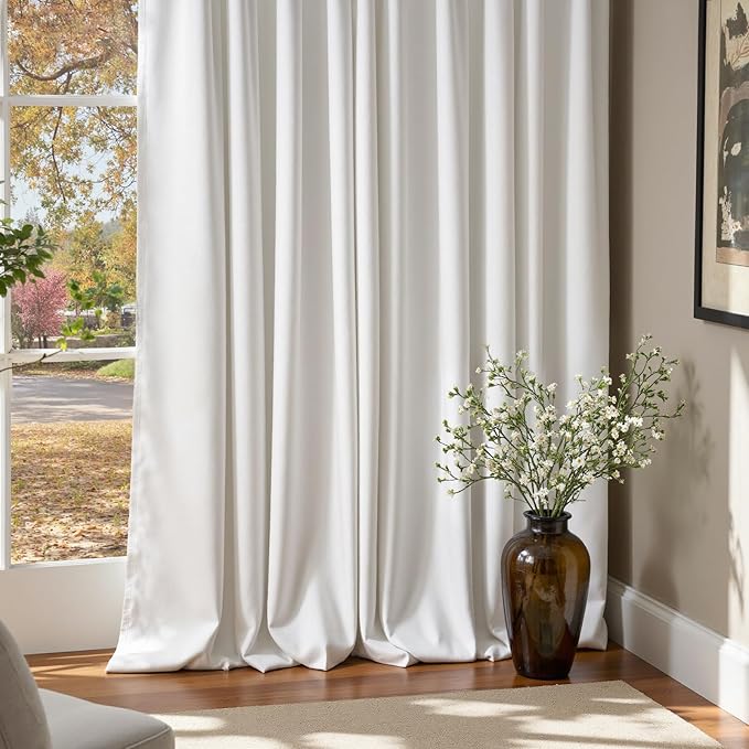 Lazzzy White Blackout Velvet Curtains for Living Room Bedroom 96 Inch Long Insulated Lined Drapes Rod Pocket Modern Window Treatments 2 Panels Set