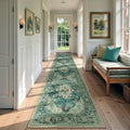 Area Rugs 2'6''x12' Washable Non-Slip, Floral Vintage Distress Print Pattern Medallion Carpet for Living Room Bedroom Dining Room, Dark Blue Vintage