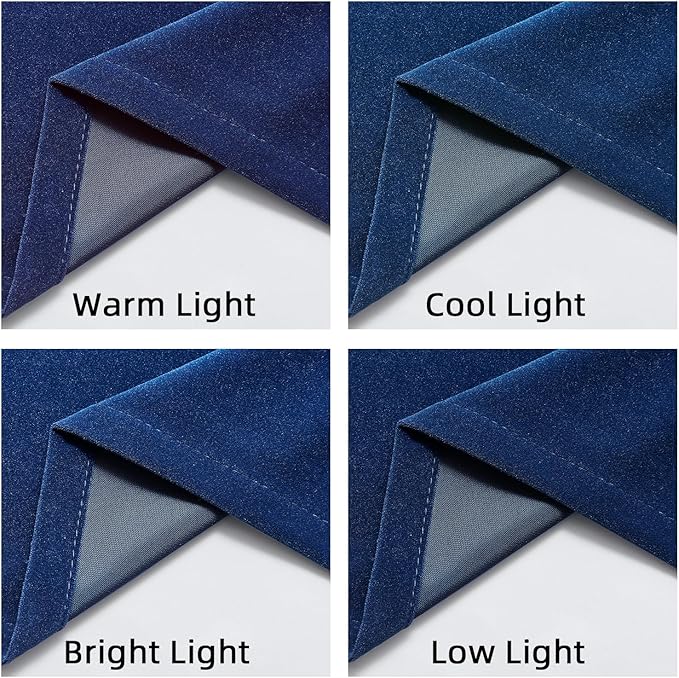 Joydeco Blue Velvet Curtains 108 inch Length 2 Panels Burg Set, Luxury Rod Pocket Thermal Insulated Window Blackout Curtain, Room Darkening Drapes for Living Dining Room Bedroom Privacy