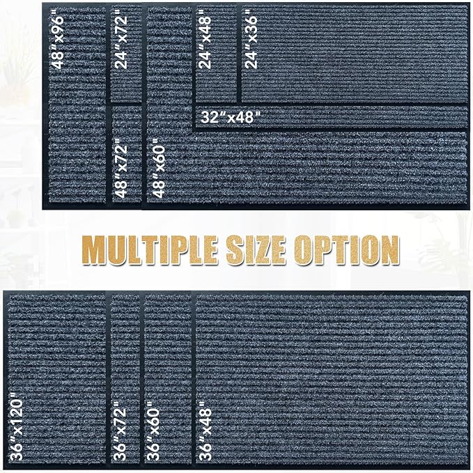Front Door Mat,3'x5'Indoor Outdoor Door Mat,Heavy Duty Durable Welcome,Commercial Floor Mats Inside Outside Entrance, Waterproof All-Season, All-Weather Non Slip Backing Doormat for Entryway,Dark Gray