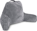 Husband Pillow Dark Grey, Standard+ Original Reading Pillow in Bed Rest Chair, Shredded Memory Foam Large Lounge Cushion Adult Backrest w/Arms, Comfy Back Support for Sit Sitting Up, Removable Cover