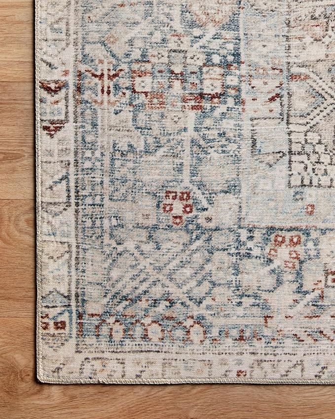 Loloi Chris Loves Julia Jules Collection JUL-07 Natural/Ocean 2'-6'' x 7'-6'', .13" Pile Height, Runner Rug