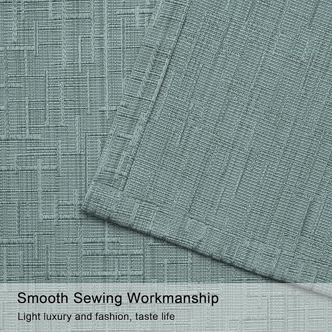 Jacquard Linen Curtains 108 inch Length 2 Panels Thick Faux Linen Blended Window Drapes Burlap Textured Curtains with Grommet for Living Room Bedroom Farmhouse (52x108 Lake Blue) Natural